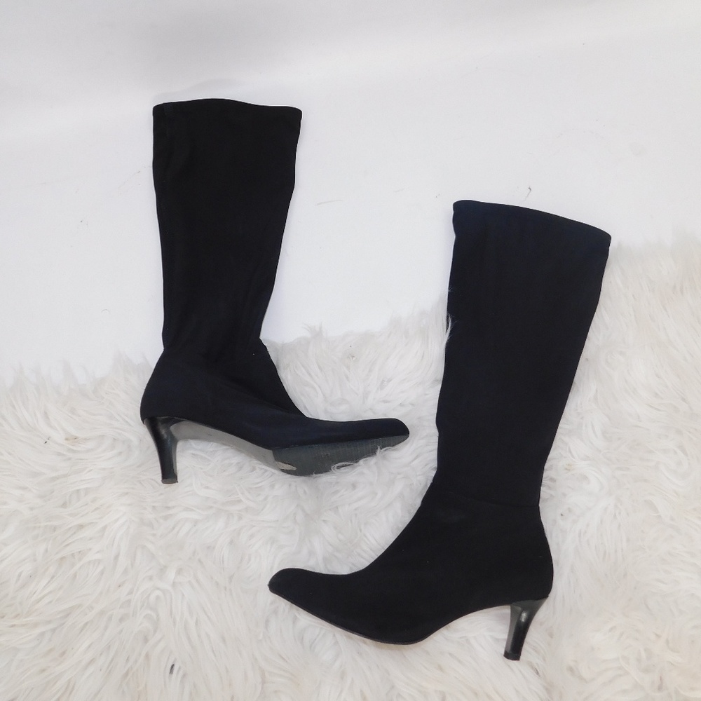 Ellie Tahari nylon knee high heeled boots